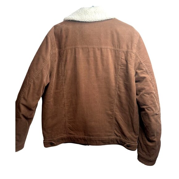 Guess Cord Sherpa Trucker Jacket Utility Brown Button Down Men Size XL - Picture 3 of 16
